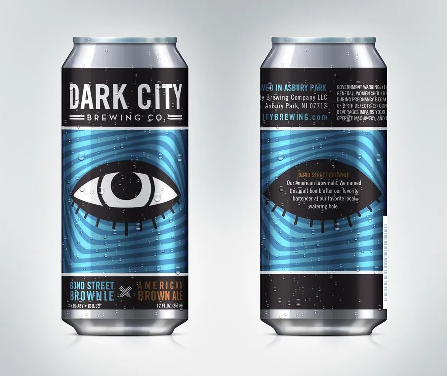 dark city brewing bond street brownie can label