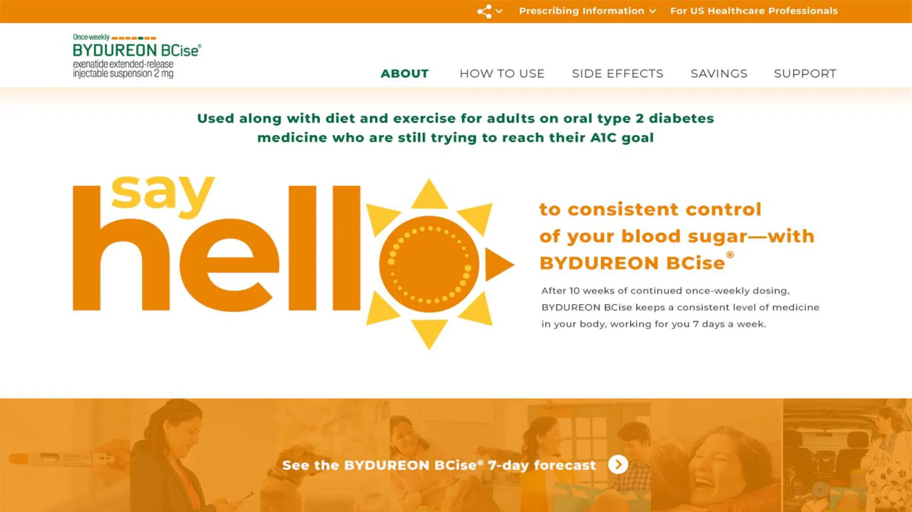 Screenshot of Bydureon Website Redesign