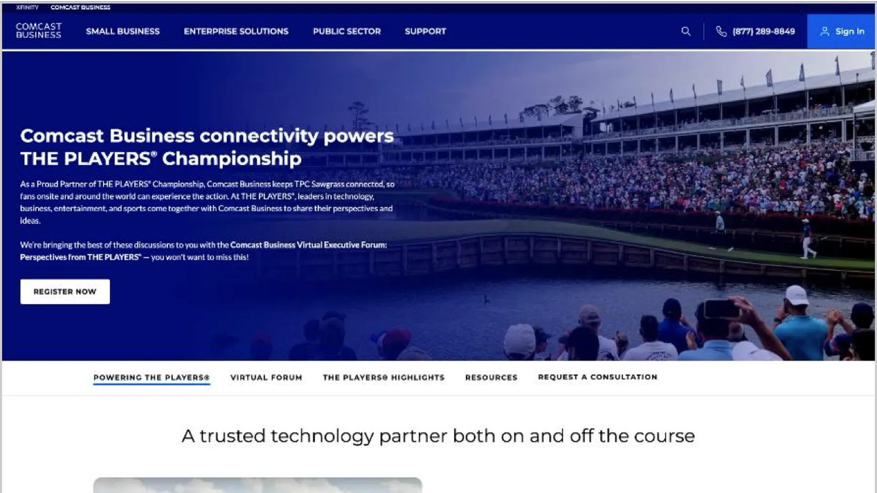 Screenshot of THE PLAYERS Championship Landing Page